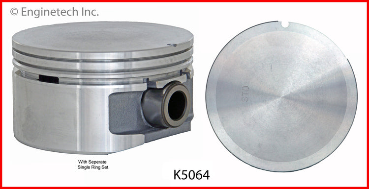 Enginetech K5064(6)PSTD Engine Piston Kit with Separate Full Ring Stack for Saturn and Cadillac Models