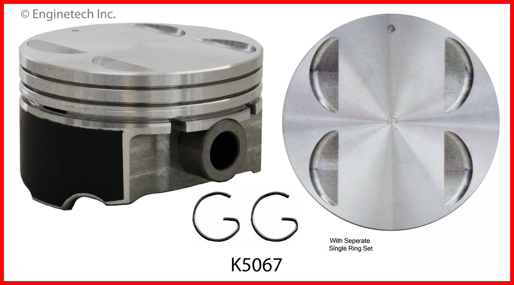 Enginetech K5067(6)PSTD Engine Piston Kit with Full Ring Stack for Select GM and Saturn Models