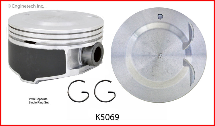 Enginetech K5069(6)PSTD Engine Piston Kit with Separate Full Ring Stack for 2006-2007 GMC Envoy, Chevrolet Trailblazer, Buick Rainier, Saab 9-7x