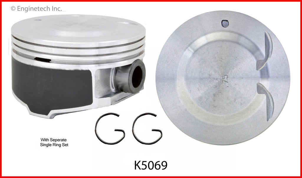 Enginetech K5069(6)P.75 Engine Piston Kit with Separate Full Ring Stack for 2006-2007 GMC Envoy, Chevrolet Trailblazer & More