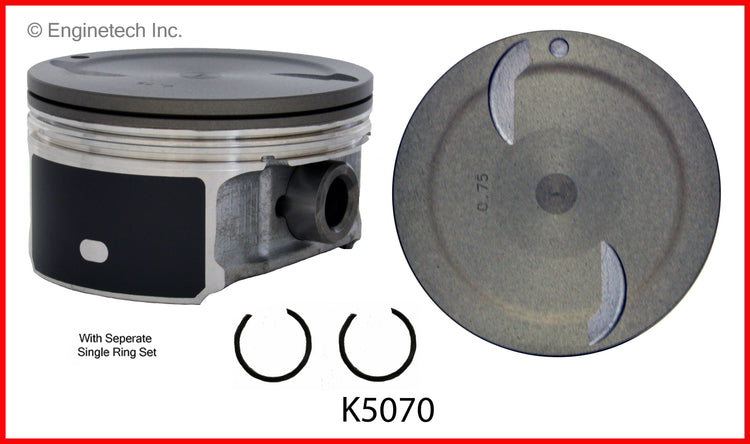 Enginetech K5070(8)P040 Engine Piston Kit with Separate Full Ring Stack for Chevrolet and GMC 2012 Models