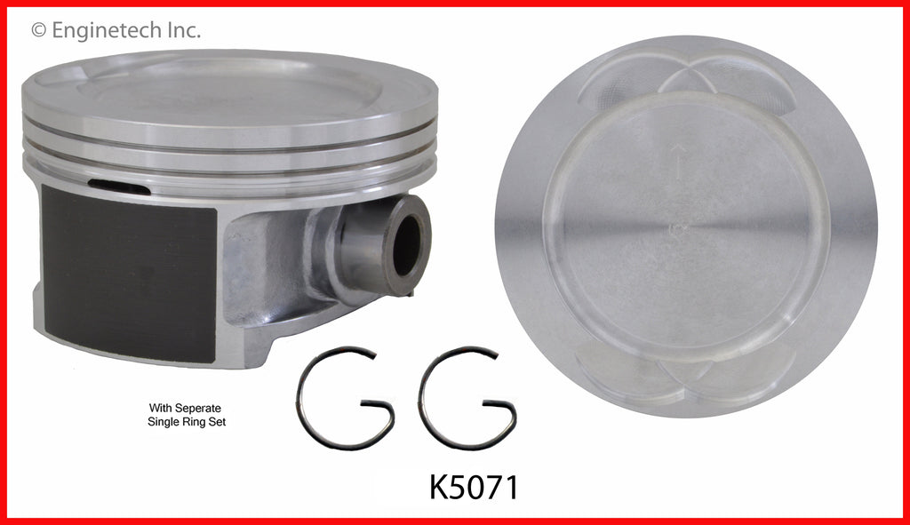 Enginetech K5071(6)PSTD Engine Piston Kit with Separate Full Ring Stack for Select GM Vehicles