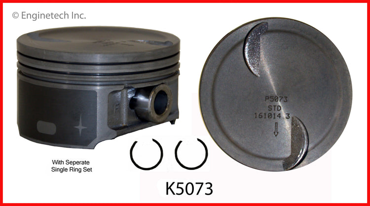 Enginetech K5073(8)P020 Engine Piston Kit with Full Ring Stack for Chevy and GMC 2012 Models