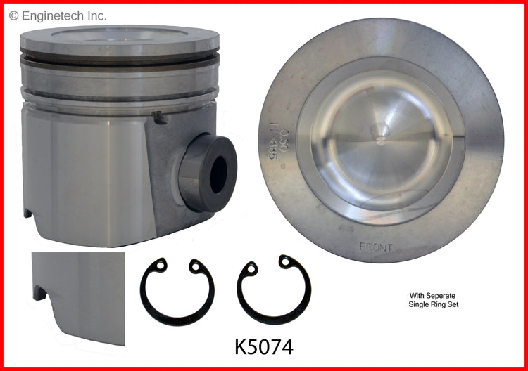 Enginetech K5074(6)PSTD Engine Piston Kit with Full Ring Stack for Ram 2500 and 3500 (2012-2013)