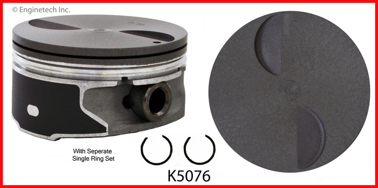 Enginetech K5076(8)P.75 Engine Piston Kit with Full Ring Stack for Cadillac and GMC Vehicles