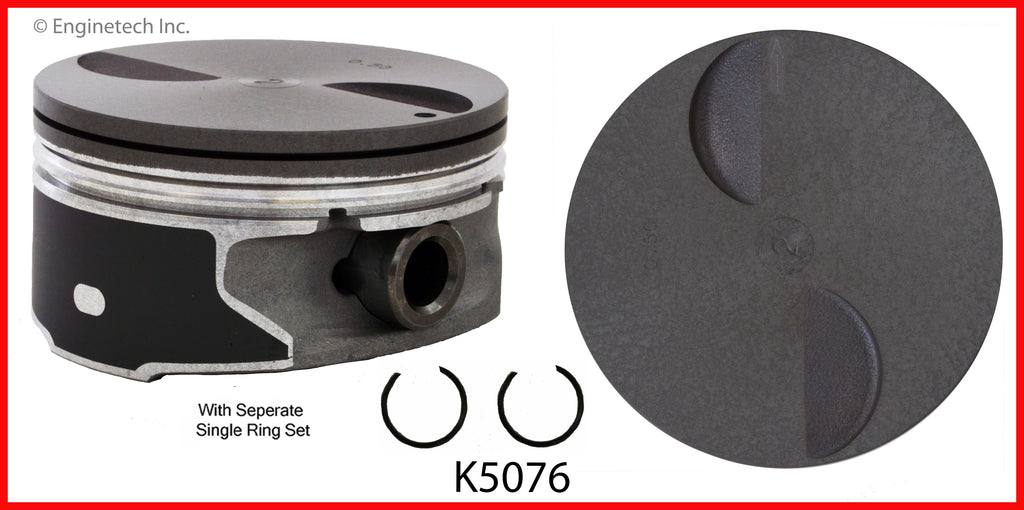 Enginetech K5076(8)P.50 Engine Piston Kit with Separate Full Ring Stack for Cadillac and GMC Vehicles