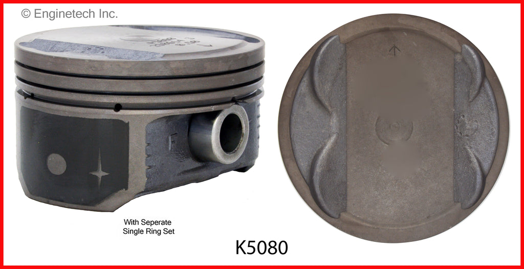 Enginetech K5080(4)PSTD Engine Piston Kit with Separate Full Ring Stack for Dodge and Jeep Models