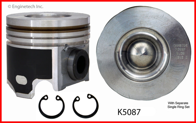 Enginetech K5087(8)PSTD Engine Piston Kit with Separate Full Ring Stack for Ford Trucks