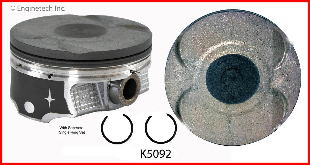 Enginetech K5092(8)P.50 Engine Piston Kit with Full Ring Stack for Ford F-150 (2011-2016)