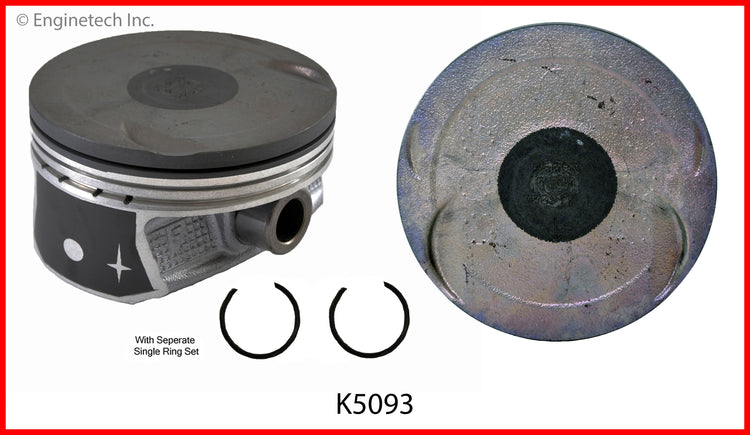 Enginetech K5093(8)PSTD Engine Piston Kit with Full Ring Stack for Ford F-150 and Super Duty Models