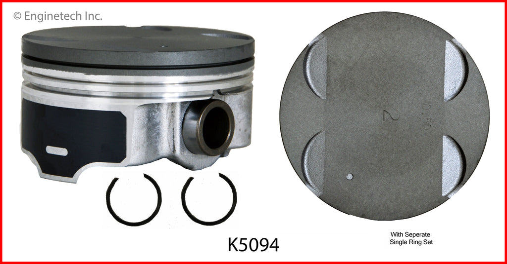 Enginetech K5094(4)P.50 Engine Piston Kit with Full Ring Stack for Chevrolet and Pontiac Vehicles