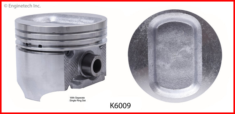 Enginetech K6009(8)060 Engine Piston Kit with Separate Full Ring Stack for Cadillac Chassis & Calais