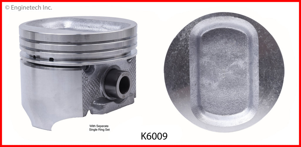 Enginetech K6009(8)030 Engine Piston Kit with Separate Full Ring Stack for Cadillac Chassis and Calais Models