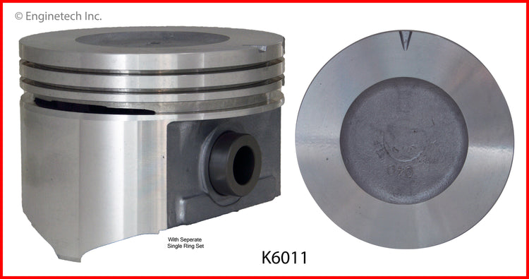 Enginetech K6011(8)030 Engine Piston Kit with Separate Full Ring Stack for Cadillac Models