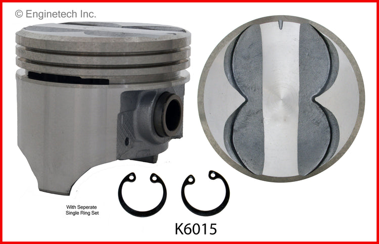 Enginetech K6015(8)030 Engine Piston Kit with Separate Full Ring Stack for Classic Muscle Cars
