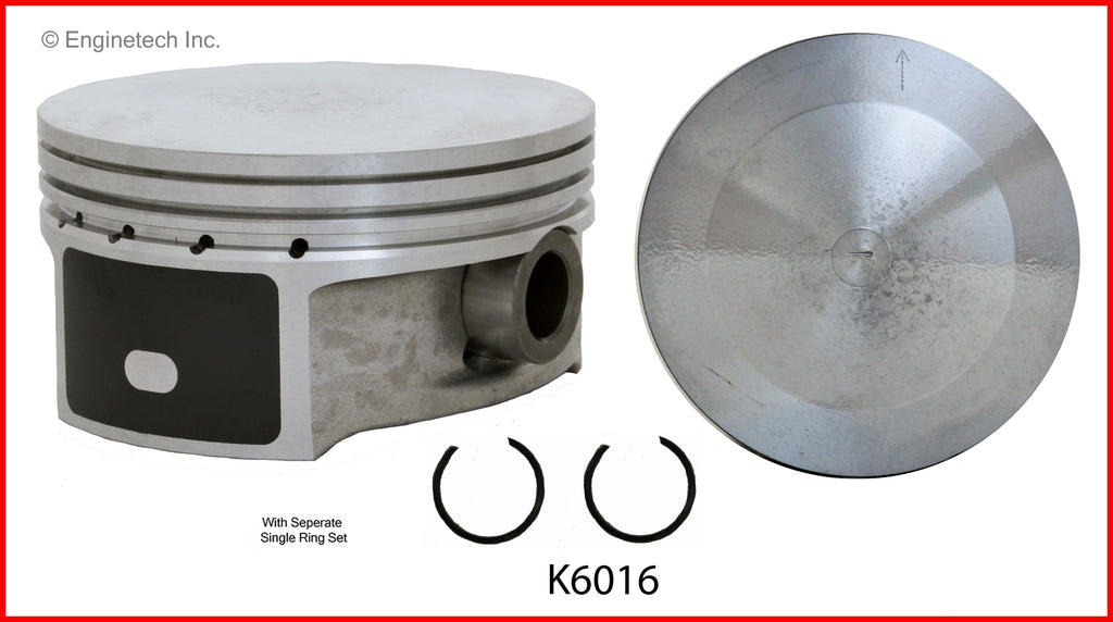 Enginetech K6016(6)PSTD Engine Piston Kit with Separate Full Ring Stack for Cadillac CTS (2003-2004)