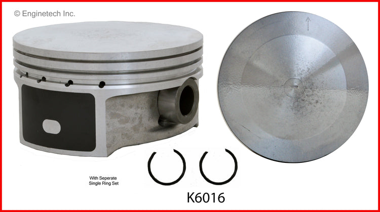 Enginetech K6016(6)P.50 Engine Piston Kit with Separate Full Ring Stack for Cadillac CTS 2003-2004