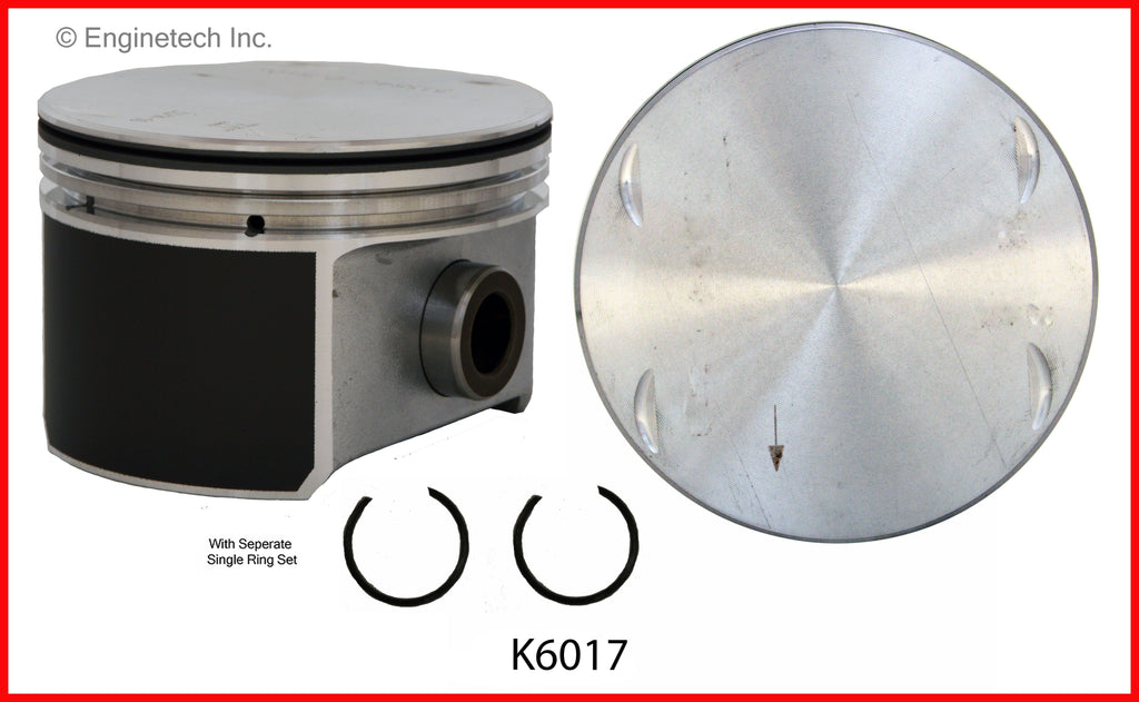 Enginetech K6017(6)PSTD Engine Piston Kit with Separate Full Ring Stack for Chrysler and Dodge Models