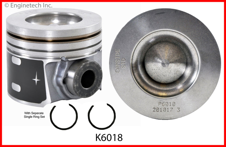 Enginetech K6018(8)PSTD Engine Piston Kit with Full Ring Stack for Ford F-250 and F-350 Super Duty (2008-2010)