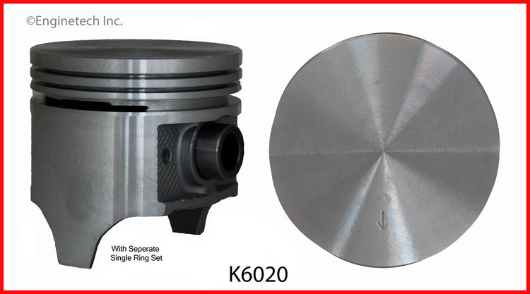Enginetech K6020(6)030 Engine Piston Kit with Separate Full Ring Stack for Ford P-100 and P-350 (1961-1966)