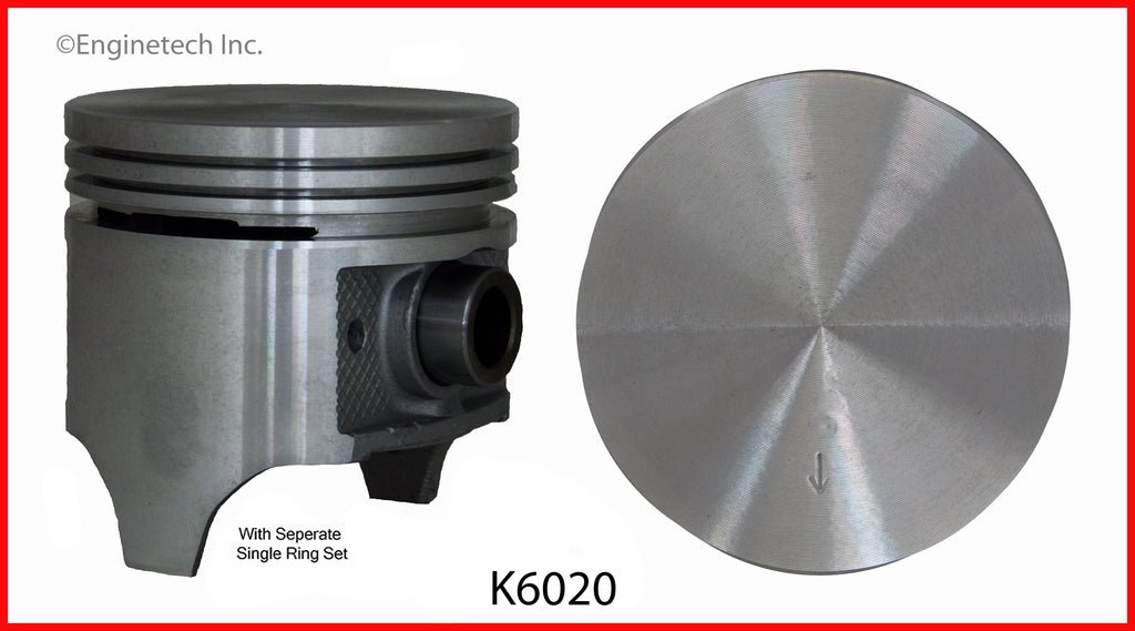 Enginetech K6020(6)060 Engine Piston Kit with Separate Full Ring Stack for Ford P-100 and P-350 (1961-1966)