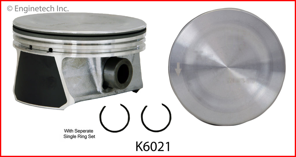 Enginetech K6021(6)PSTD Engine Piston Kit with Full Ring Stack for Chrysler and Dodge Vehicles