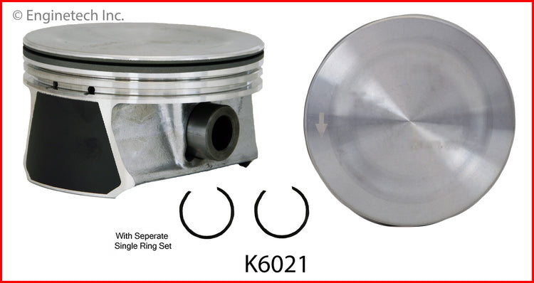 Enginetech K6021(6)PSTD Engine Piston Kit with Full Ring Stack for Chrysler and Dodge Vehicles