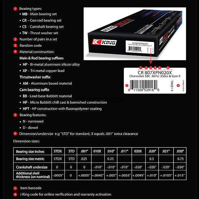 King Racing Main Rod Bearings for JDM Honda ZC Civic CRX Acura 1.6 D16A1 D16A6