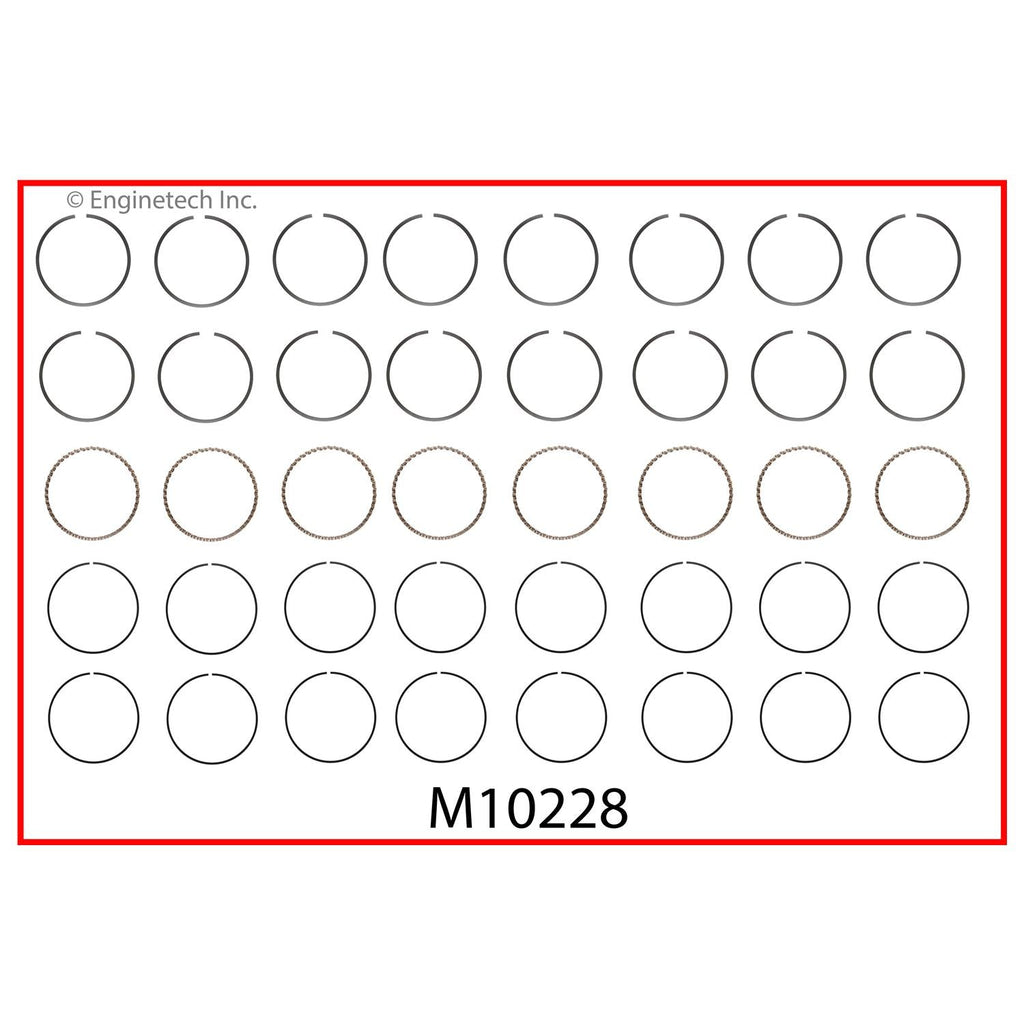 Enginetech M10228-040 Engine Premium Piston Ring Complete Set for Chevrolet, Buick, and GMC Vehicles