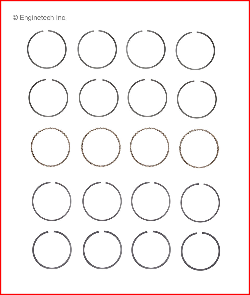 Enginetech M34254-020 Engine Premium Piston Ring Complete Set for Honda and Acura Models