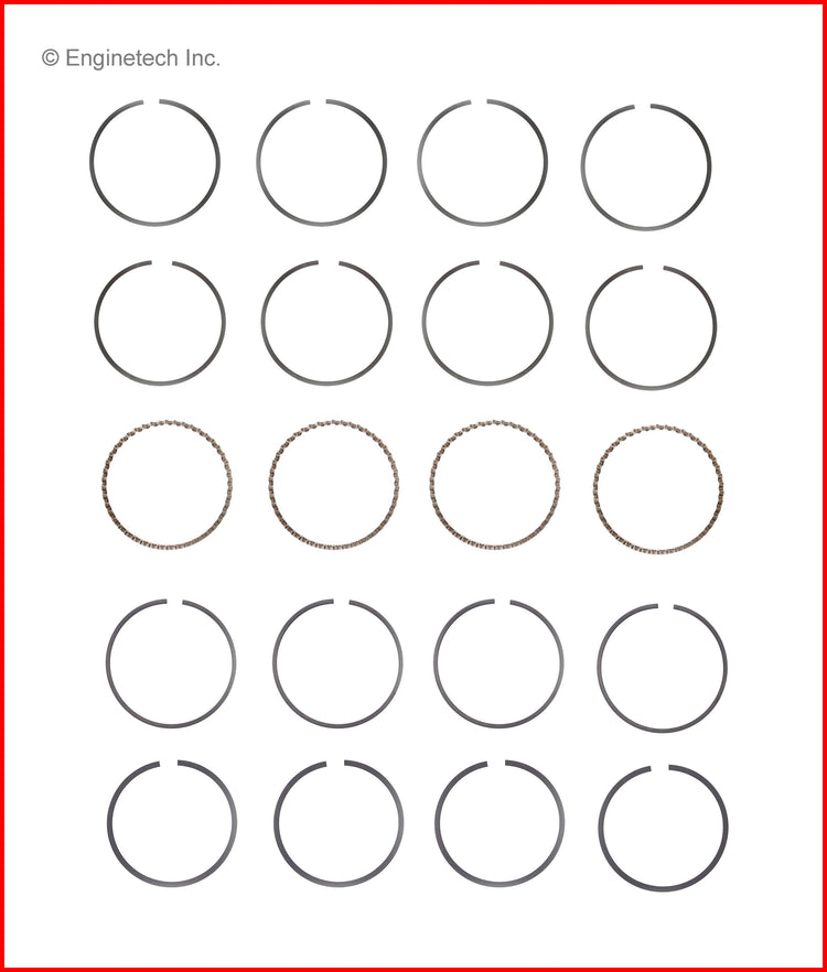Enginetech M34254-020 Engine Premium Piston Ring Complete Set for Honda and Acura Models