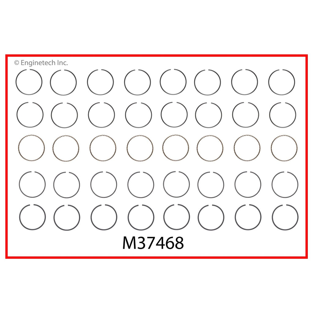 Enginetech M37468-STD Engine Premium Piston Ring Complete Set for Chevrolet C1500 and C2500 (1993-1999)