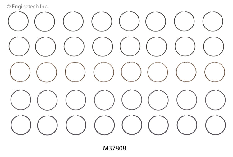 Enginetech M37808-020 Engine Premium Piston Ring Complete Set for Chevrolet and GMC Trucks