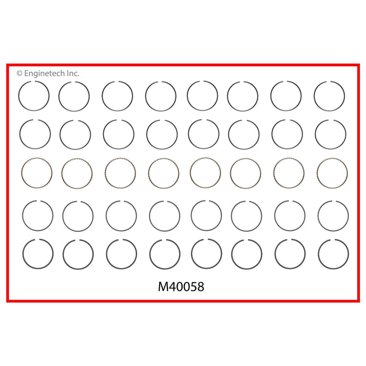 Enginetech M40058-060 Engine Premium Piston Ring Complete Set for Domestic and Import Engines