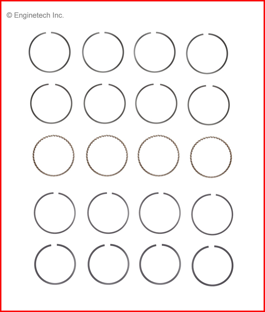 Enginetech M87004-020 Engine Premium Piston Ring Complete Set for Honda and Acura Models
