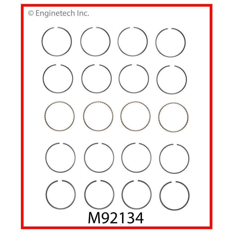 Enginetech M92134-100 Engine Premium Piston Ring Complete Set for Buick Skylark and Chevrolet Beretta