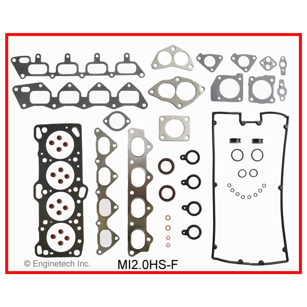 Enginetech Mitsubishi MI2.0HS-FWB Engine Cylinder Head Gasket Set with Head Bolts for Hyundai and Eagle Vehicles