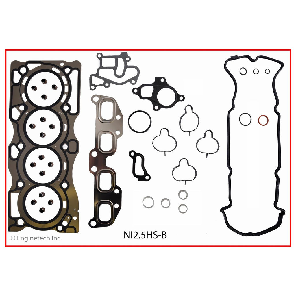 Enginetech NI2.5HS-BWB Engine Cylinder Head Gasket Set for Nissan Frontier with Head Bolts