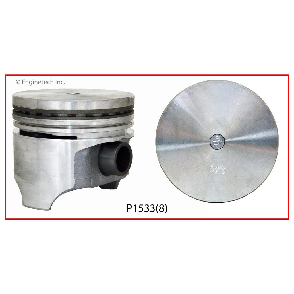 Enginetech Piston Set Without Rings for International Engines - Model P1533(8)040