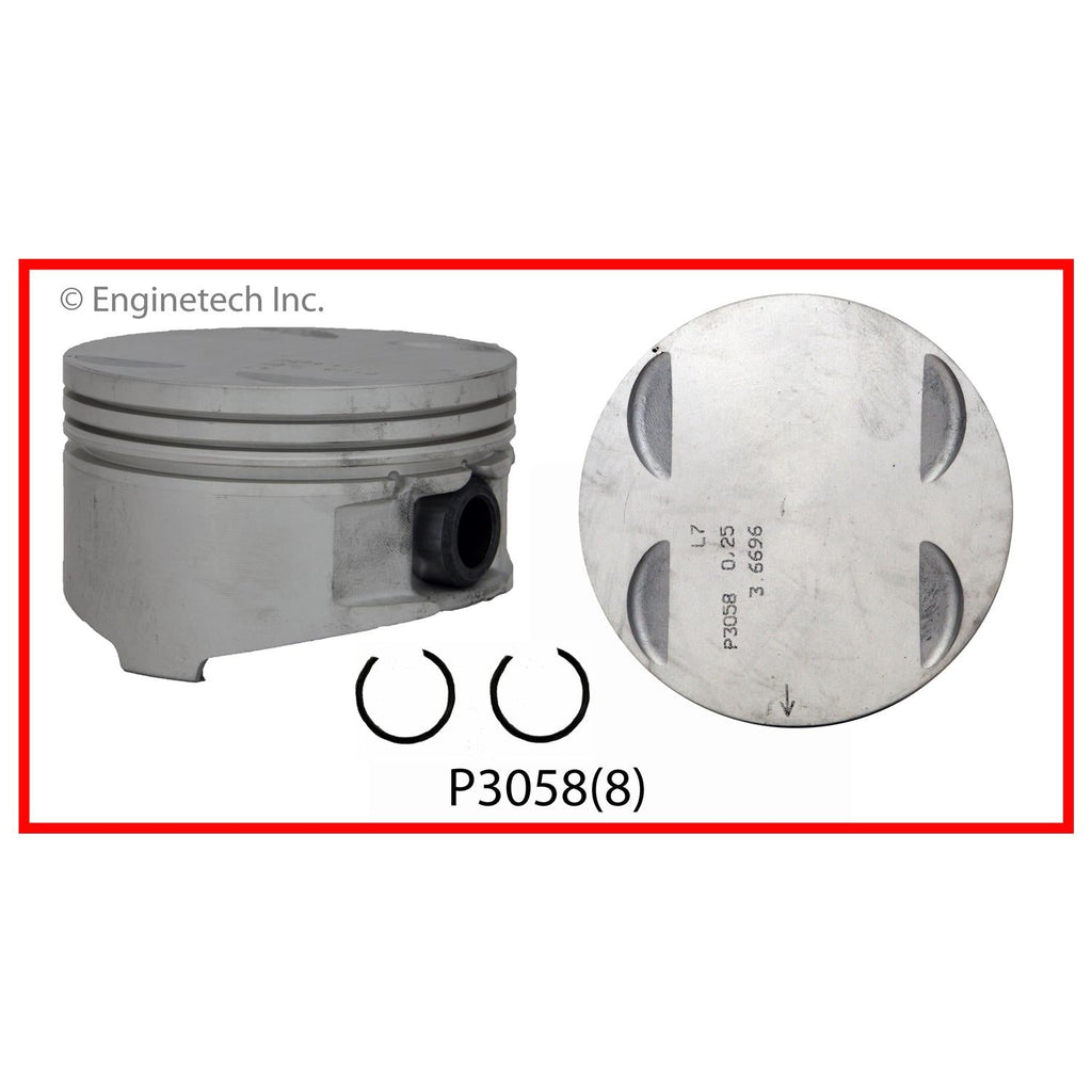 Enginetech P3058(1)STD Engine Single Piston Without Rings for Cadillac Models