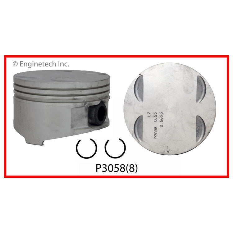 Enginetech P3058(8)STD Engine Piston Set Without Rings for Cadillac Models
