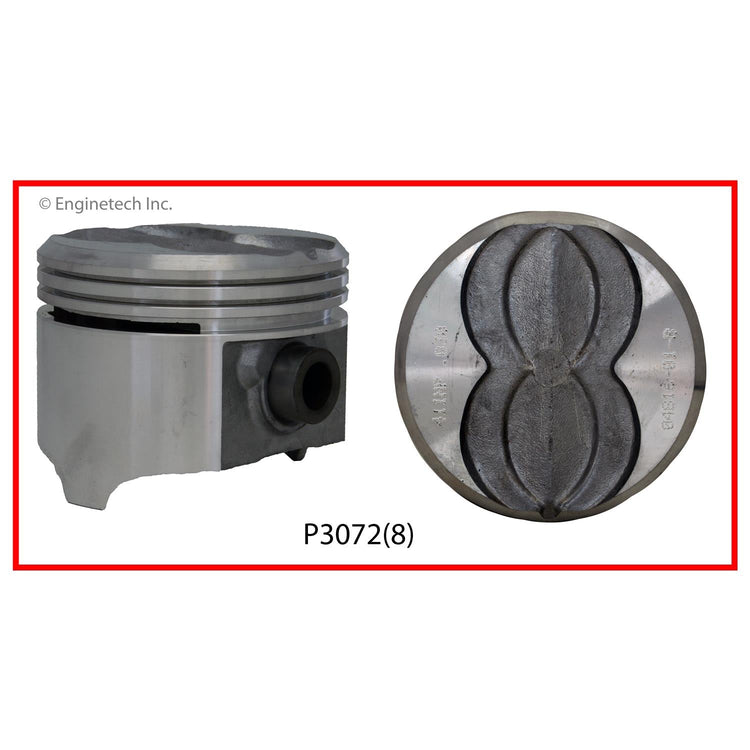 Enginetech P3072(8)040 Engine Piston Set Without Rings for Pontiac 1967-1970 Models