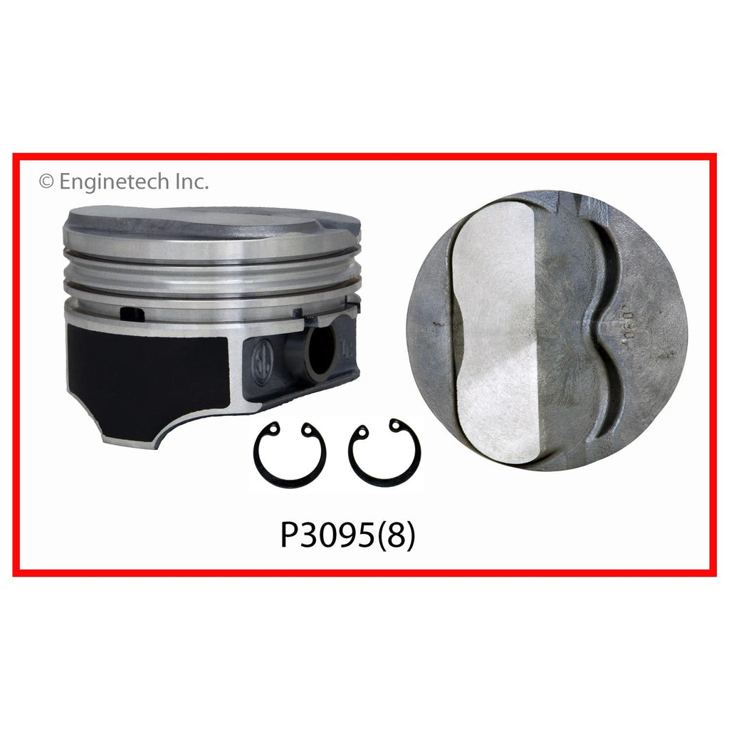 Enginetech P3095(8)040 Engine Piston Set Without Rings for 1969-1993 GMC and Chevrolet C1500 Suburban and C1500 Trucks