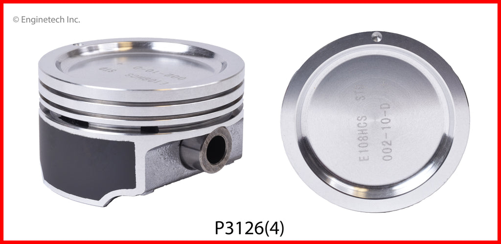 Enginetech P3126(4).50 Engine Piston Set Without Rings for Buick Century and Chevrolet Beretta