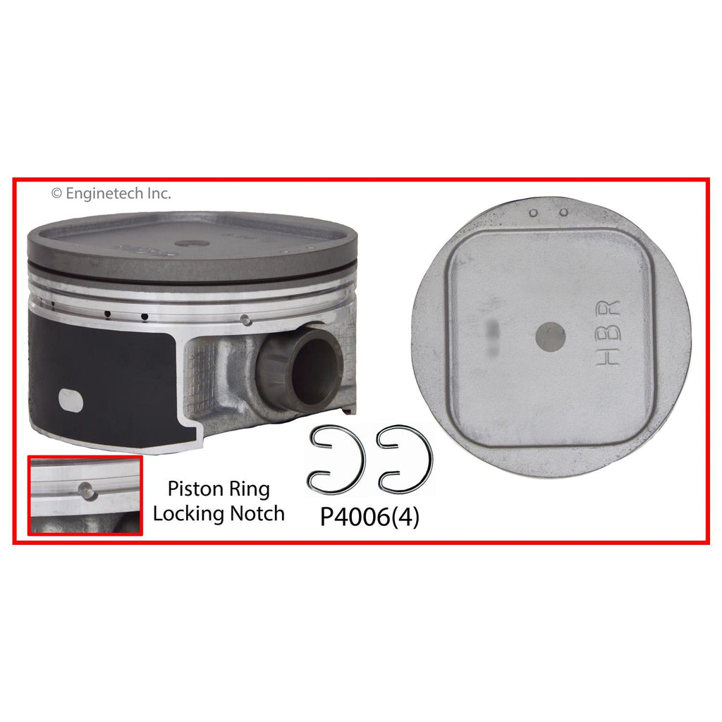 Enginetech P4006(4)STD Engine Piston Set Without Rings for Subaru and Saab Models