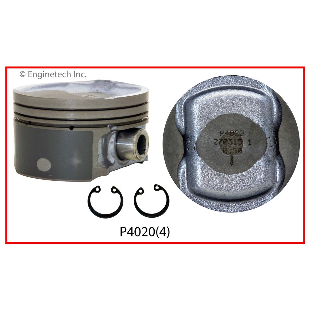 Enginetech P4020(4).50 Engine Piston Set Without Rings for Nissan Sentra