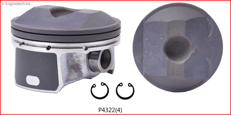 Enginetech P4322(4)STD Engine Piston Set Without Rings for Mazda Vehicles