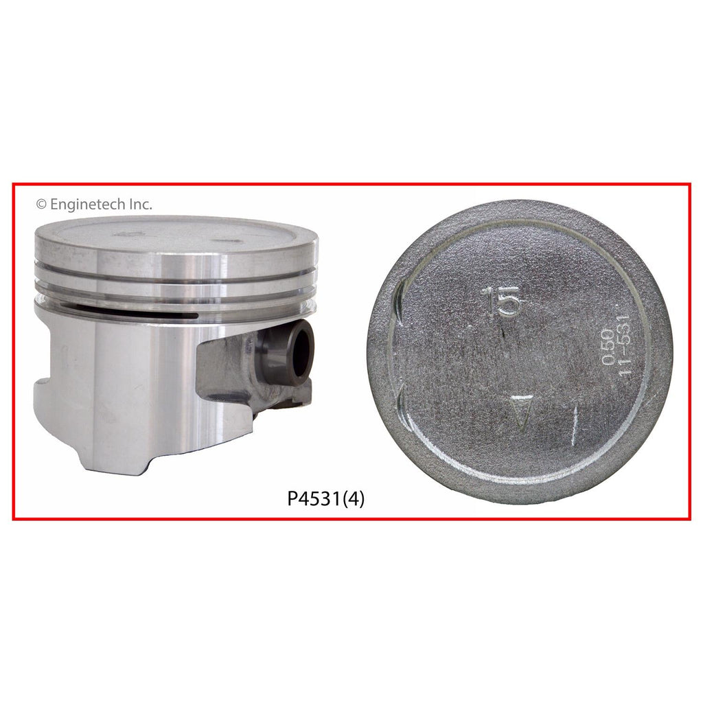 Enginetech P4531(4)STD Engine Piston Set Without Rings for Dodge, Plymouth, and Mitsubishi Models