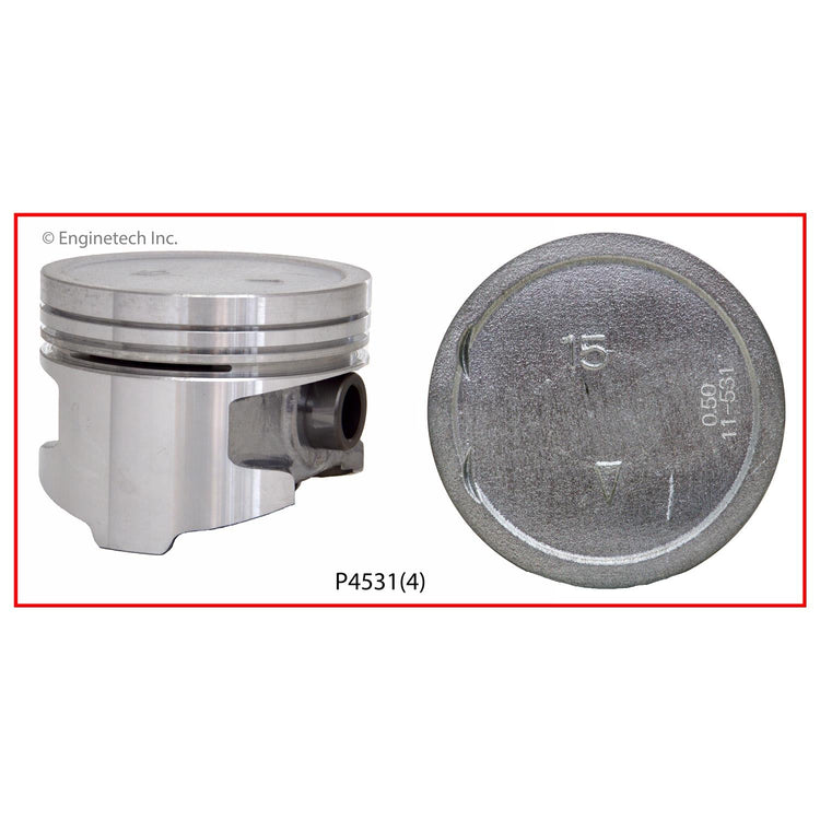Enginetech P4531(4).50 Engine Piston Set Without Rings for Dodge, Plymouth, and Mitsubishi Models