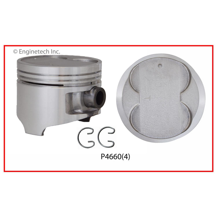 Enginetech P4660(4).50 Engine Piston Set Without Rings for Toyota and Geo Vehicles